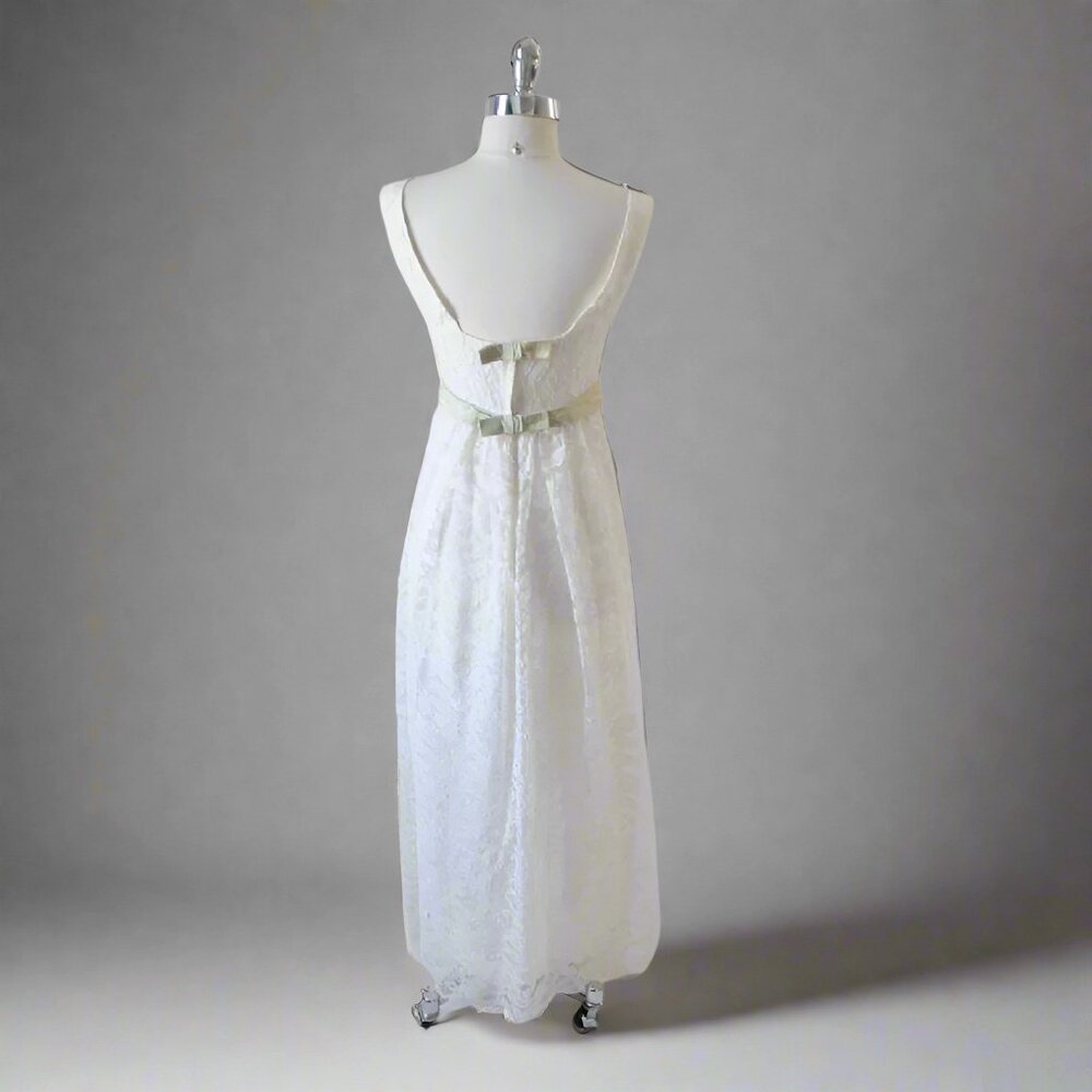 Vintage 60's White Lace Wedding Maxi Dress Gown S - Picture 2 of 8